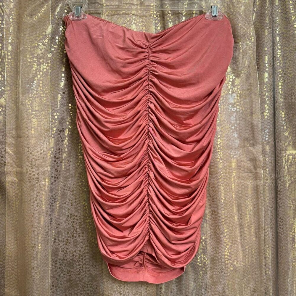 Express Ruched Peachy Pink Jersey Strapless Tube Top Large